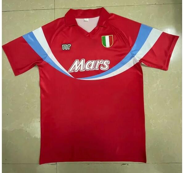 1990-91 Napoli Retro Red Away Kit Soccer Jersey